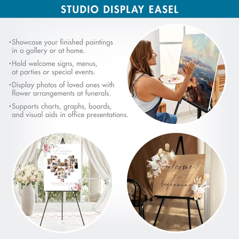 SD STUDIO DESIGNS Studio Designs Art Studio Display Easel - Portable Wood Easel to Display Art Projects on Tabletops or Floors - Adjustable Height for Different Surfaces and Projects, Black - Image 4